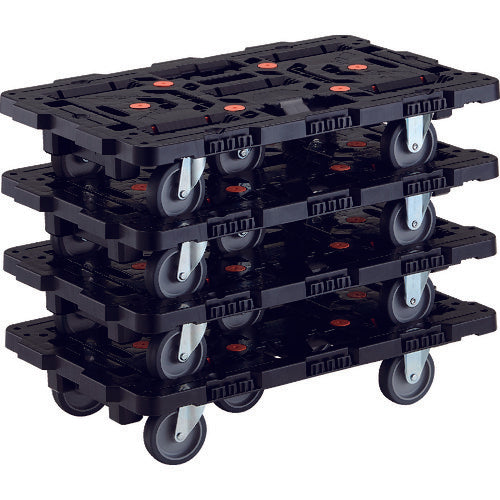 TRUSCO まとめ買い 連結式樹脂製平台車 ビートル 700X450 自在3輪 4台セット