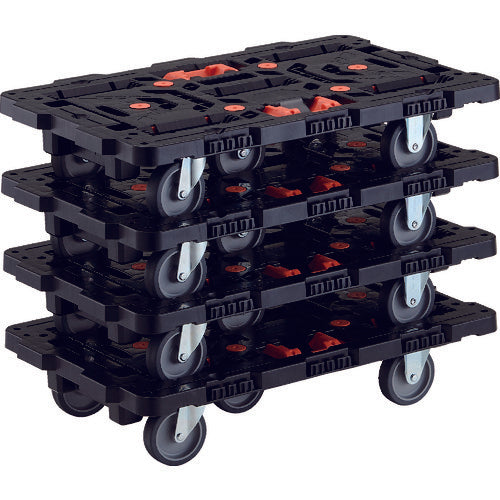 TRUSCO まとめ買い 連結式樹脂製平台車 ビートル 700X450 自在3輪 とめたろう付4台セット