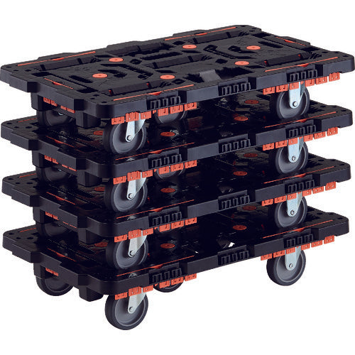 TRUSCO まとめ買い 連結式樹脂製平台車 ビートル 700X450 自在3輪 コボレ止めセット付 4台セット