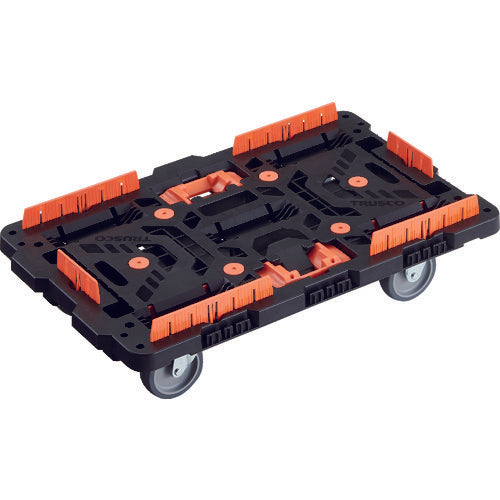 TRUSCO 連結式樹脂製平台車 ビートル 700X450 自在3輪 コボレ止めセット とめたろう付