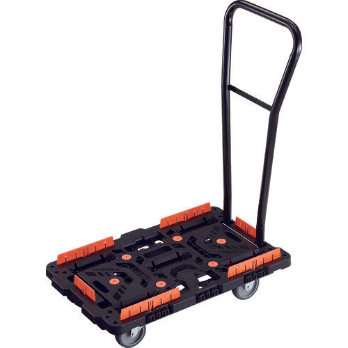 TRUSCO 連結式樹脂製平台車 ビートル 700X450 自在3輪 脱着式ハンドル付 コボレ止めセット付