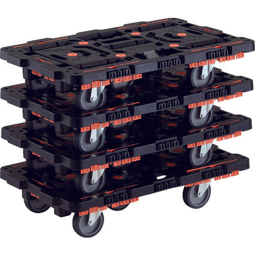 TRUSCO まとめ買い 連結式樹脂製平台車 ビートル 700X450 自在5輪 コボレ止めセット付 4台セット