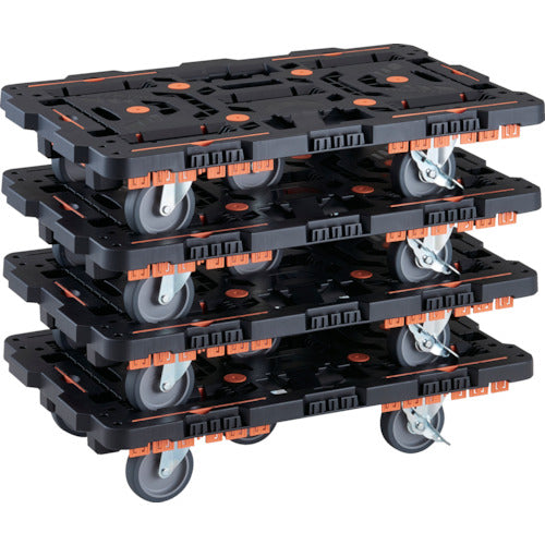 TRUSCO まとめ買い 連結式樹脂製平台車 ビートル 700X450 自在5輪 内2輪ストッパー付 コボレ止めセット付 4台セット