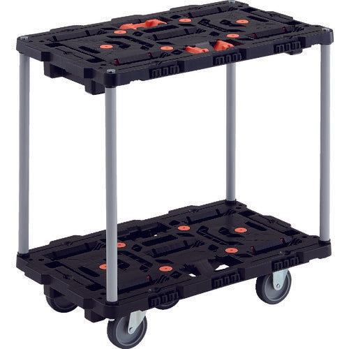 TRUSCO 連結式樹脂製2段台車 ビートル 700X450 自在3輪 とめたろう付 ハンドルなし