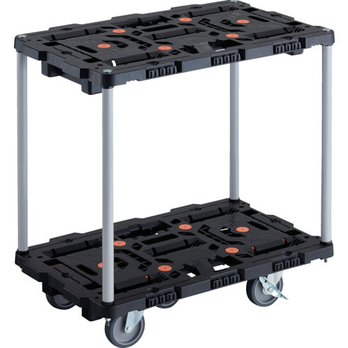 TRUSCO 連結式樹脂製2段台車 ビートル 700X450 自在5輪 内2輪ストッパー付 ハンドルなし