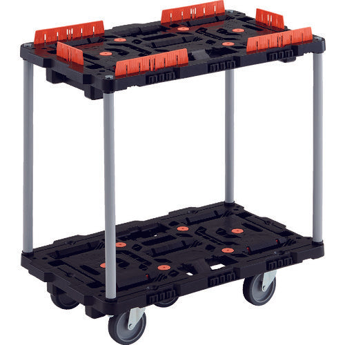 TRUSCO 連結式樹脂製2段台車 ビートル 700X450 自在5輪 コボレ止めセット付 ハンドルなし