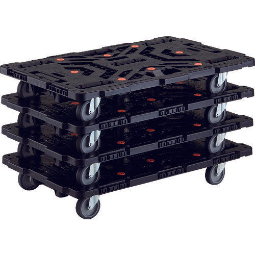 TRUSCO まとめ買い 連結式樹脂製平台車 ビートル 900X600 自在5輪 4台セット