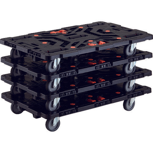 TRUSCO まとめ買い 連結式樹脂製平台車 ビートル 900X600 自在5輪 とめたろう付 4台セット