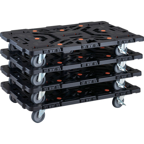 TRUSCO まとめ買い 連結式樹脂製平台車 ビートル 900X600 自在5輪 内2輪ストッパー付 4台セット