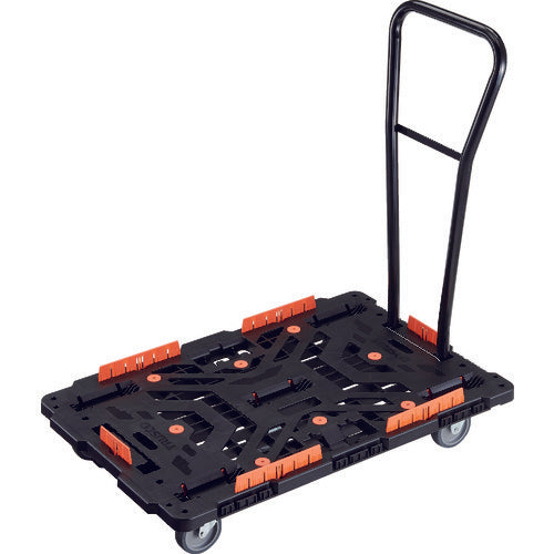 TRUSCO 連結式樹脂製平台車 ビートル 900X600 自在3輪 脱着式ハンドル付 コボレ止めセット付