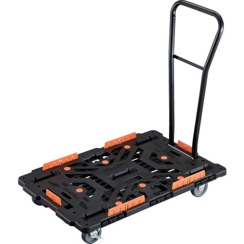 TRUSCO 連結式樹脂製平台車 ビートル 900X600 自在3輪 内2輪ストッパー付 脱着式ハンドル付 コボレ止めセット付