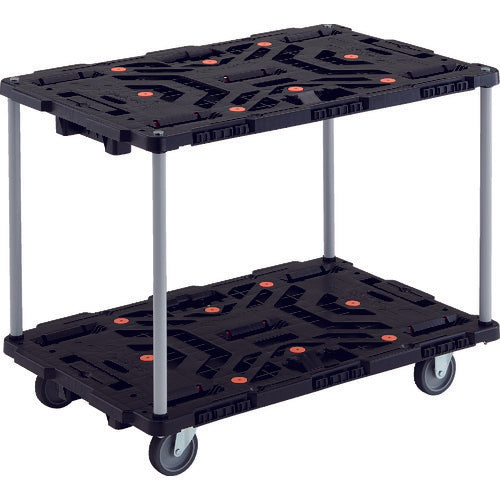 TRUSCO 連結式樹脂製2段台車 ビートル 900X600 自在3輪 ハンドルなし