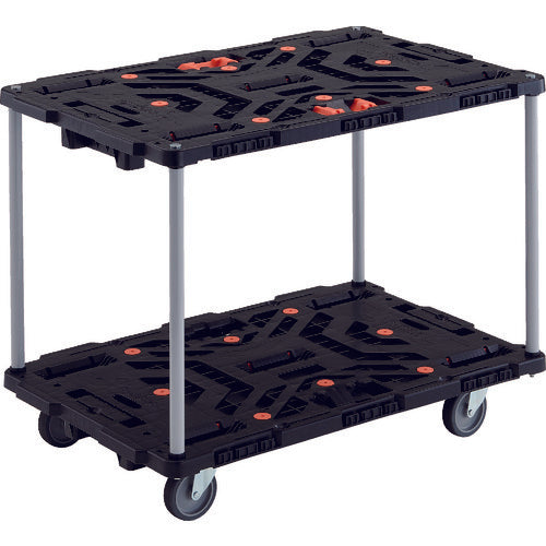 TRUSCO 連結式樹脂製2段台車 ビートル 900X600 自在5輪 とめたろう付 ハンドルなし