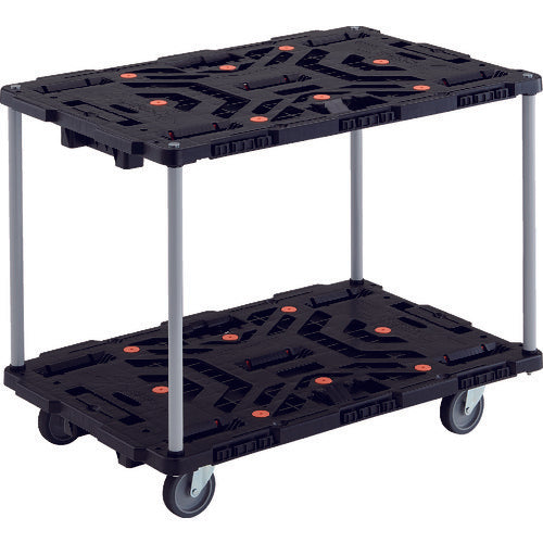 TRUSCO 連結式樹脂製2段台車 ビートル 900X600 自在5輪 ハンドルなし