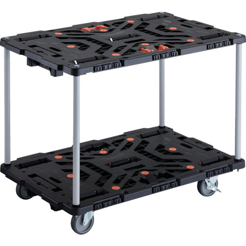 TRUSCO 連結式樹脂製2段台車 ビートル 900X600 自在5輪 内2輪ストッパー付 とめたろう付 ハンドルなし