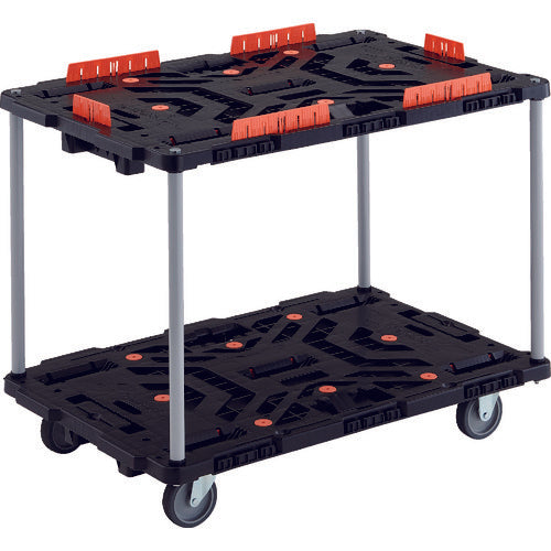 TRUSCO 連結式樹脂製2段台車 ビートル 900X600 自在3輪 コボレ止めセット付 ハンドルなし