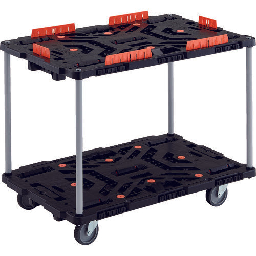 TRUSCO 連結式樹脂製2段台車 ビートル 900X600 自在5輪 コボレ止めセット付 ハンドルなし