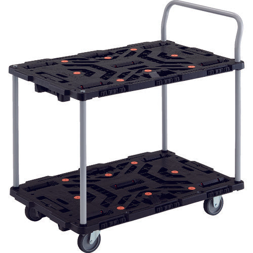 TRUSCO 連結式樹脂製2段台車 ビートル 900X600 自在3輪 ハンドル付