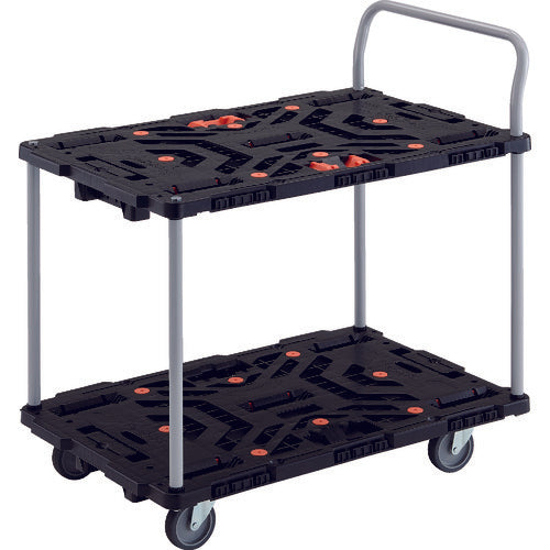 TRUSCO 連結式樹脂製2段台車 ビートル 900X600 自在5輪 とめたろう ハンドル付