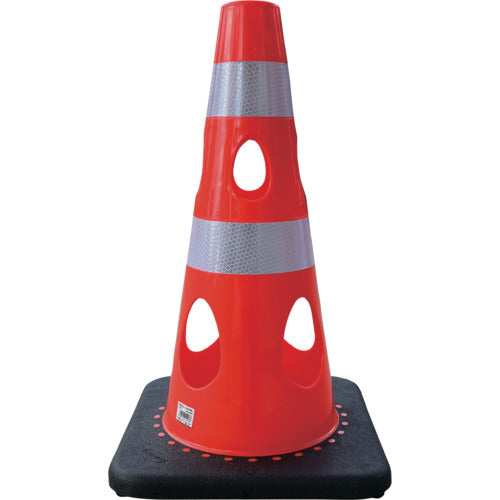 CAR−BOY 点滅灯設置可能タイプ(上部切り欠き加工あり) 穴あきコーン450 反射ホワイト レッド