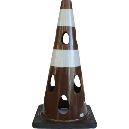 CAR−BOY 点滅灯設置可能タイプ(上部切り欠き加工あり) 穴あきコーン 反射ホワイト ブラウン