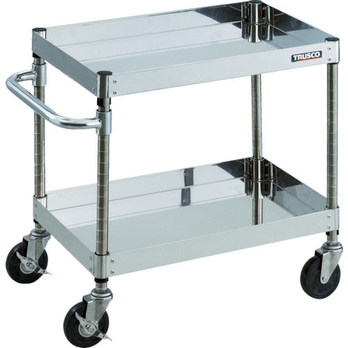 TRUSCO ステンレスワゴン クリーンフェニックスワゴン SUS304 W900×D600×H600 2段 導電性ゴム車輪