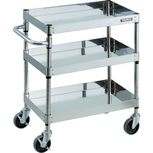 TRUSCO ステンレスワゴン クリーンフェニックスワゴン SUS304 W600×D400×H740 3段 スチール金具