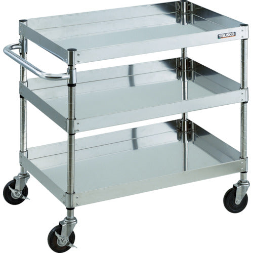 TRUSCO ステンレスワゴン クリーンフェニックスワゴン SUS304 W750×D500×H740 3段 導電性ゴム車輪