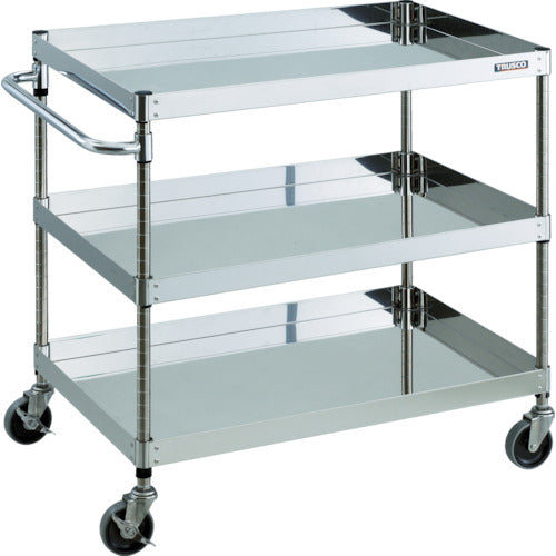 TRUSCO ステンレスワゴン クリーンフェニックスワゴン SUS304 W750×D500×H880 3段 SUS金具