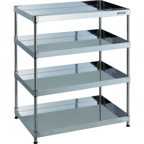 TRUSCO ステンレス製ワゴン クリーンフェニックスワゴン SUS430 ラック型 W900×D600×H1092 4段