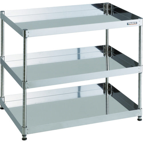 TRUSCO ステンレス製ワゴン クリーンフェニックスワゴン SUS430 ラック型 W900×D600×H772 3段