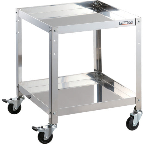 TRUSCO ステンレスワゴン クリーンラビット 75φゴム車鉄金具 500×500×H600 2段