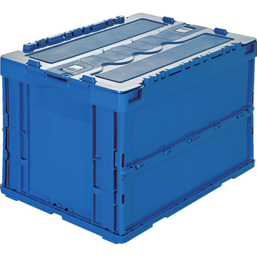 TRUSCO オリコン 折りたたみコンテナ50L スライドロックフタ付 ダークブルー