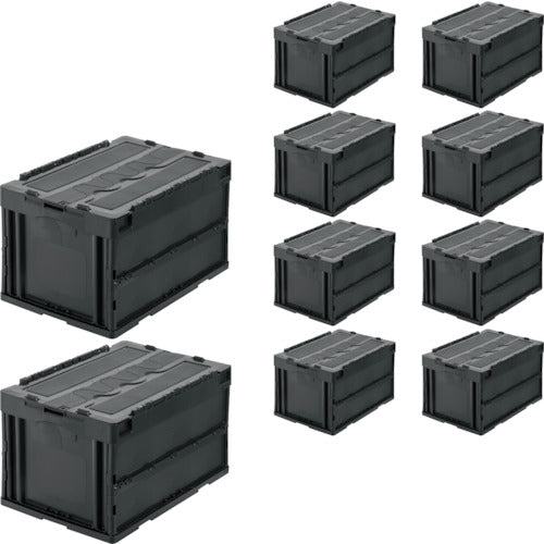 TRUSCO 【まとめ買い】オリコン 蓋つき折りたたみコンテナ 50L グレー 10個