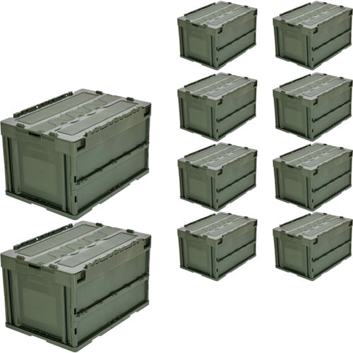 TRUSCO 【まとめ買い】オリコン 蓋つき折りたたみコンテナ 50L OD 10個