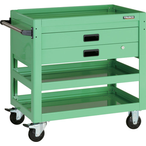 TRUSCO ツールワゴン ドルフィン 750X500 2段引出 ヤンググリーン