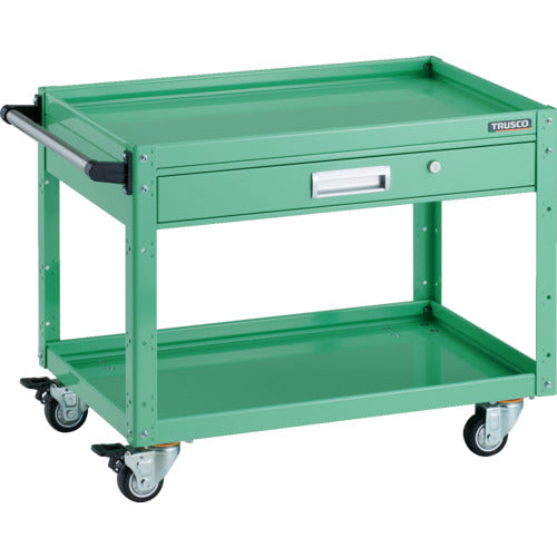 TRUSCO ツールワゴン イーグルワゴン 750×500 2段引出付 ウレタン4輪自在 ヤンググリーン