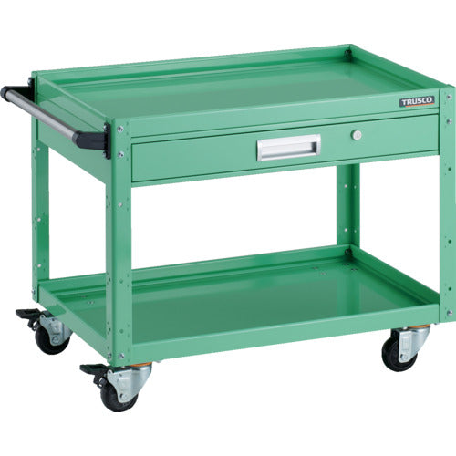 TRUSCO ツールワゴン イーグルワゴン 750X500 引出付 4輪自在 ヤンググリーン