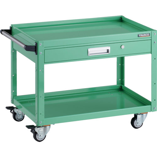 TRUSCO ツールワゴン イーグルワゴン 750×500×H600 引出付 ウレタン4輪自在 ヤンググリーン