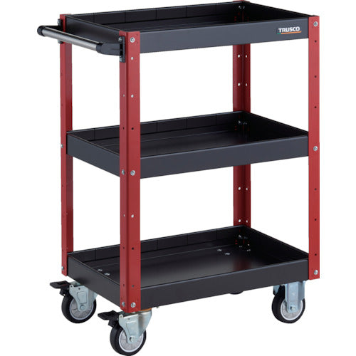 TRUSCO ツールワゴン イーグルワゴン 600X400XH880 深型3段 ウレタン車輪 ブラック/レッド