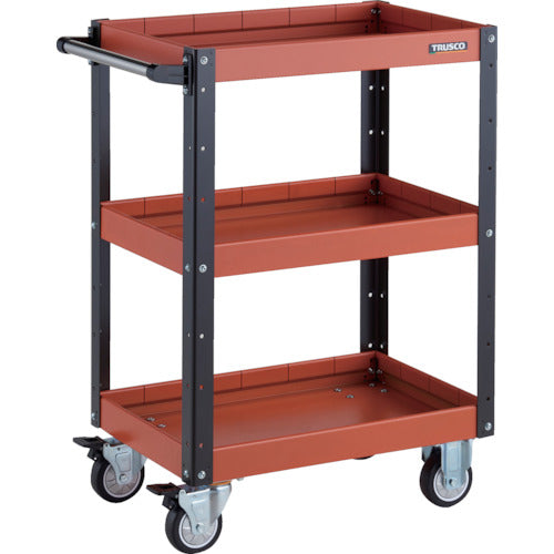 TRUSCO ツールワゴン イーグルワゴン 600X400XH880 深型3段ウレタン車輪 ブラック/オレンジ