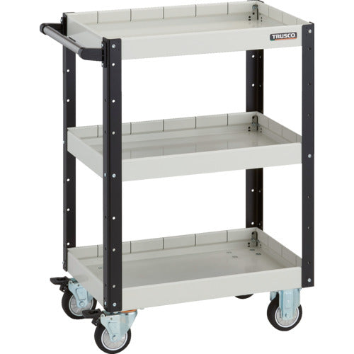TRUSCO ツールワゴン イーグルワゴン 600X400XH880 深型3段 ウレタン車輪 ホワイトブラック