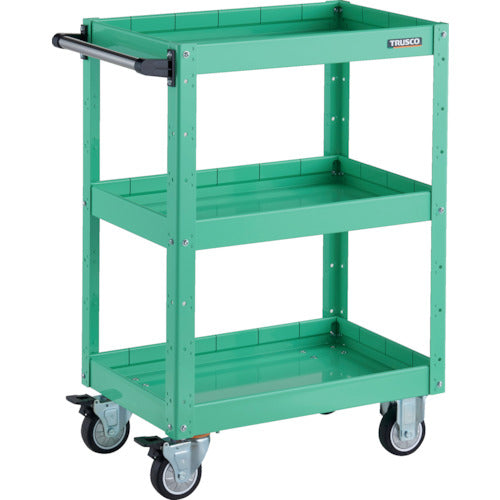 TRUSCO ツールワゴン イーグルワゴン 600X400XH880 深型3段 ウレタン車輪 ヤンググリーン