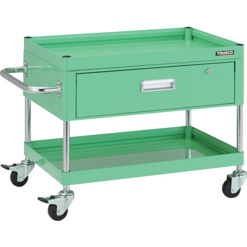 TRUSCO ツールワゴン ファルコンワゴン750X500 1段引出付 ゴム車輪 ヤンググリーン