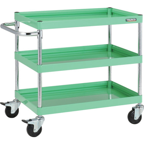 TRUSCO ツールワゴン ファルコンワゴン750X500 ゴム車輪 ヤンググリーン