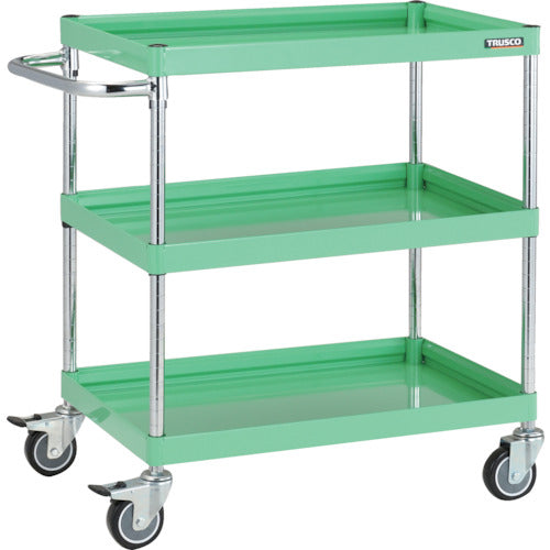 TRUSCO ツールワゴン ファルコンワゴン 750×500 ウレタン車輪 ヤンググリーン