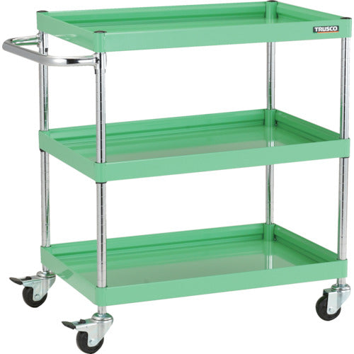 TRUSCO ツールワゴン ファルコンワゴン750X500 ゴム車輪 ヤンググリーン