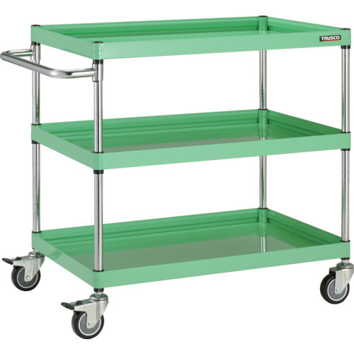 TRUSCO ツールワゴン ファルコンワゴン 900×600 ウレタン車輪 ヤンググリーン