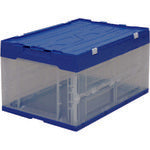 IRIS 557702 ハード折りたたみコンテナフタ一体型 ブルー/クリア