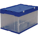 IRIS 557703 ハード折りたたみコンテナフタ一体型 ブルー/クリア
